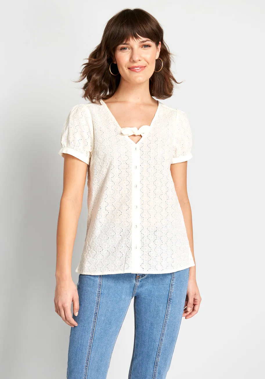 Polished Touch Cotton Blouse sold by Modcloth