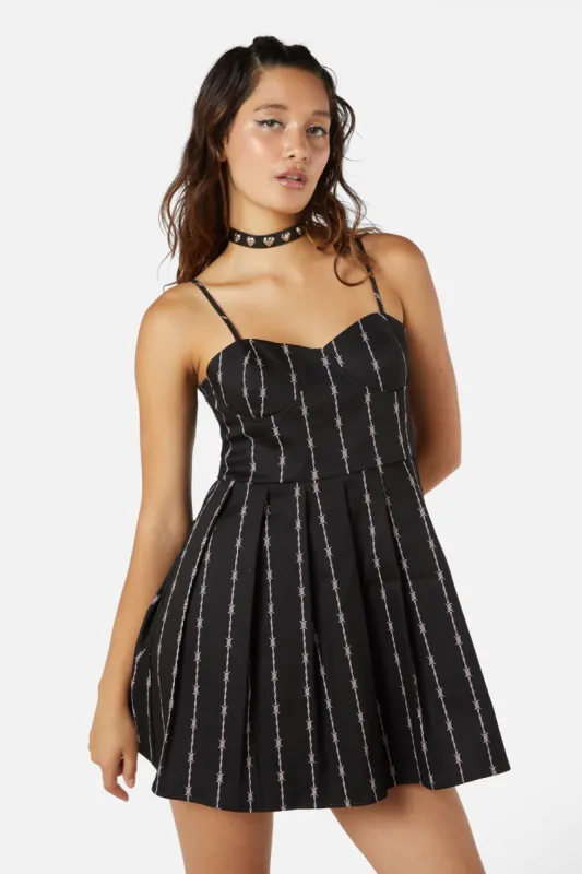Barb Wire Bustier Pleated Dress sold by Modcloth