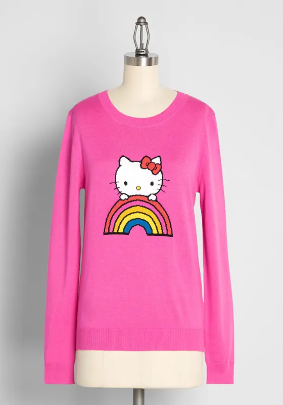 ModCloth x Hello Kitty Catch a Rainbow Sweater sold by Modcloth