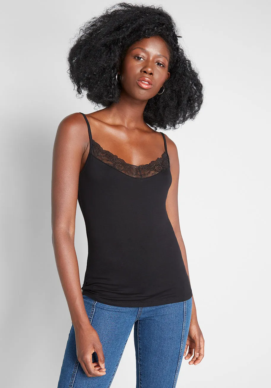 Daily Luxe Lace Trim Camisole sold by Modcloth