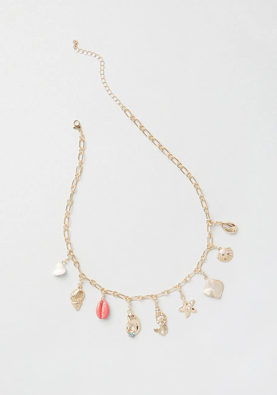 Mermaid Treasure Trove Charm Necklace sold by Modcloth