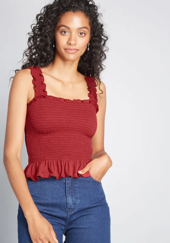 Bright Benefits Smocked Tank Top sold by Modcloth