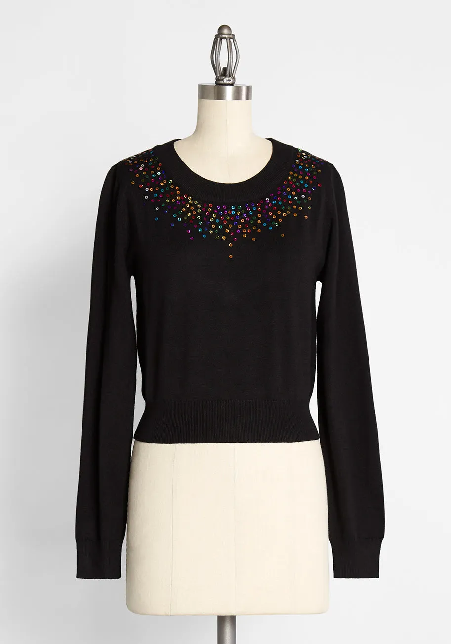 Throwing Glitter and Confetti Pullover Sweater sold by Modcloth