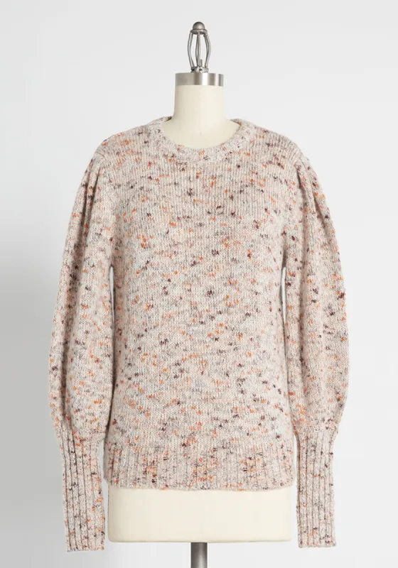 Speckled and Puffed Pullover Sweater sold by Modcloth