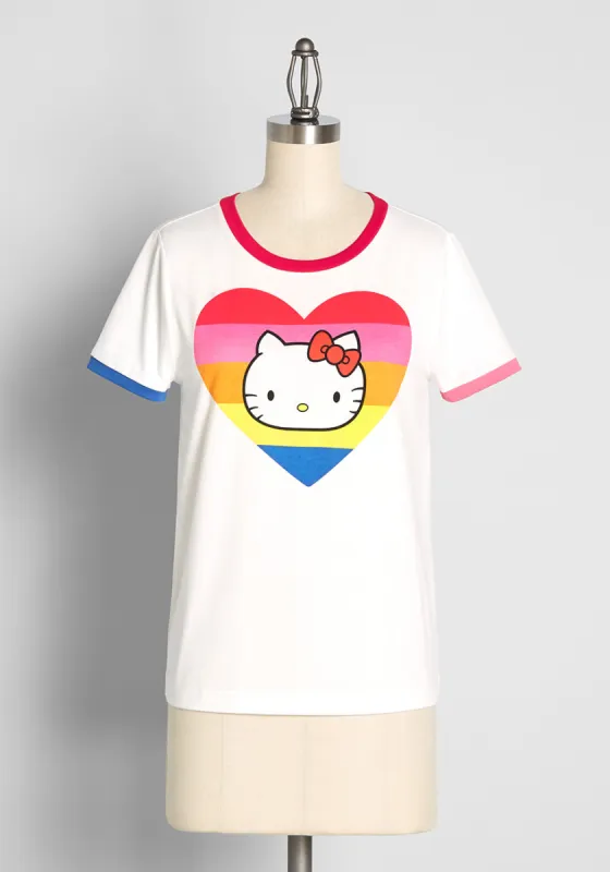 ModCloth x Hello Kitty Love Vibrantly Graphic Ringer Tee made by Hello Kitty