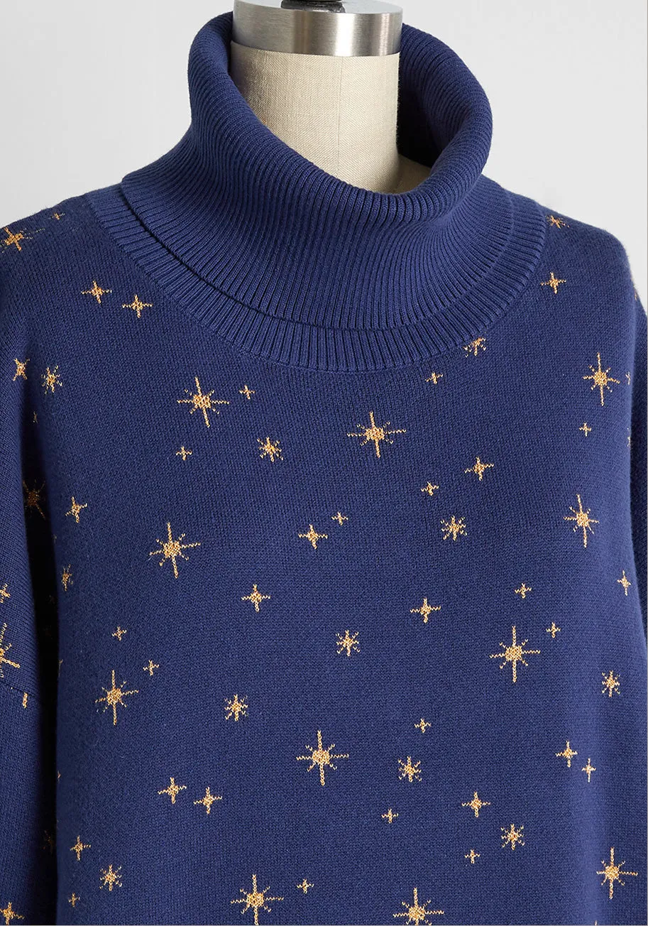 Cozy Under The Starry Night Sky Turtleneck Sweater Dress sold by Modcloth product image thumbnail 3