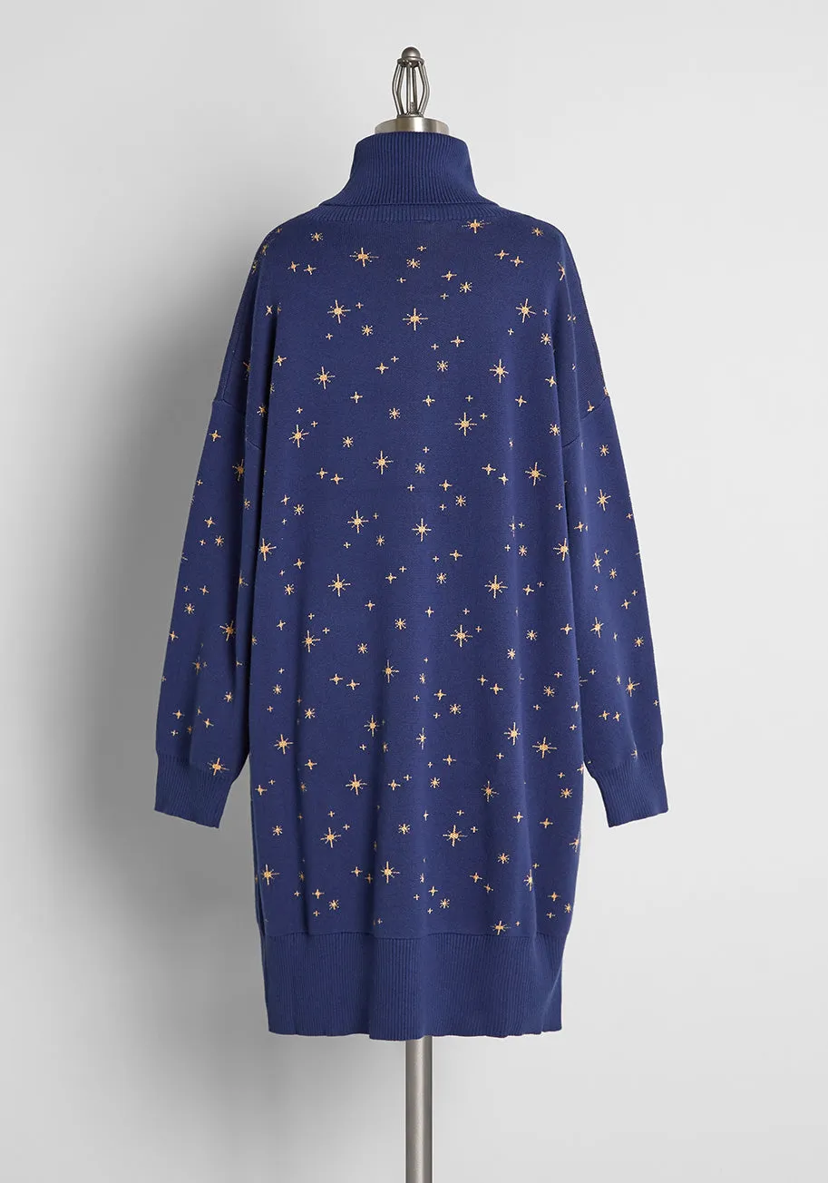Cozy Under The Starry Night Sky Turtleneck Sweater Dress sold by Modcloth product image thumbnail 2
