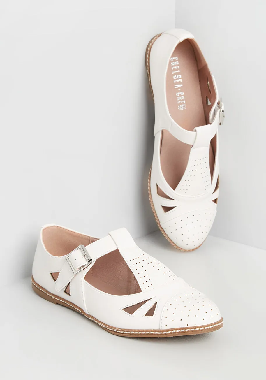 Cut-Out Early T-Strap Flat sold by Modcloth