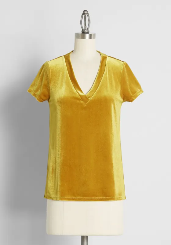 Very Velvet V-Neck Top sold by Modcloth