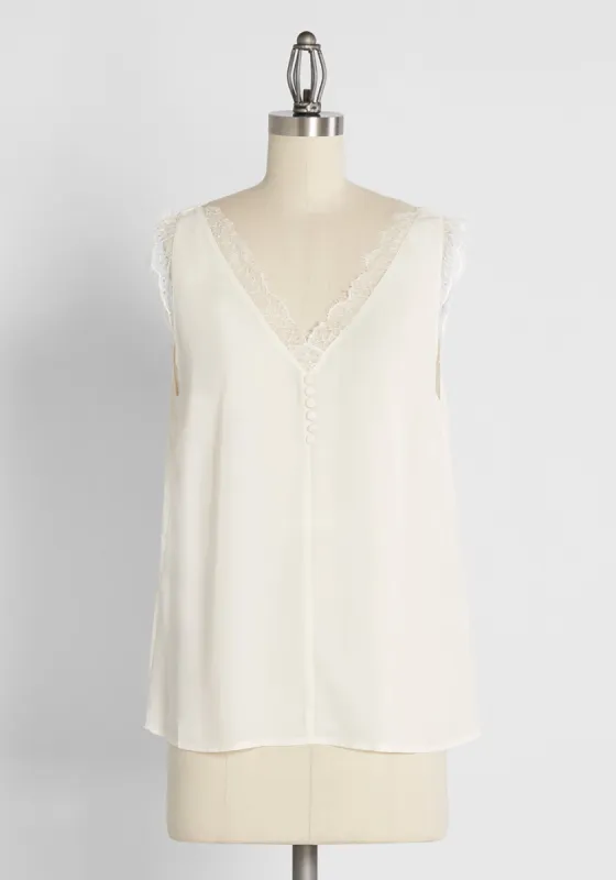 A Kiss of Lace Sleeveless Blouse sold by Modcloth
