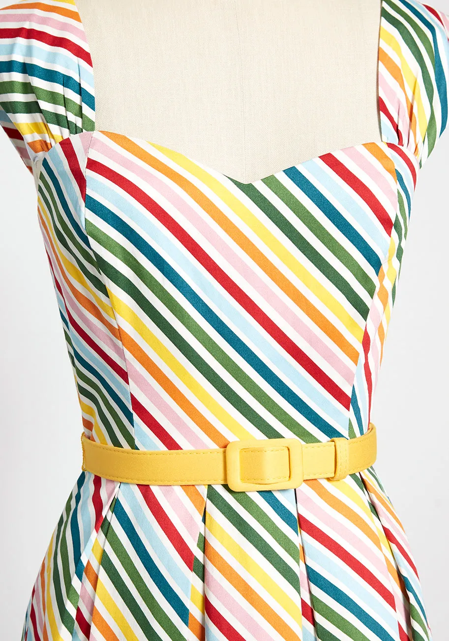 ModCloth x Collectif Friday Night Stripes Belted Dress sold by Modcloth product image thumbnail 3
