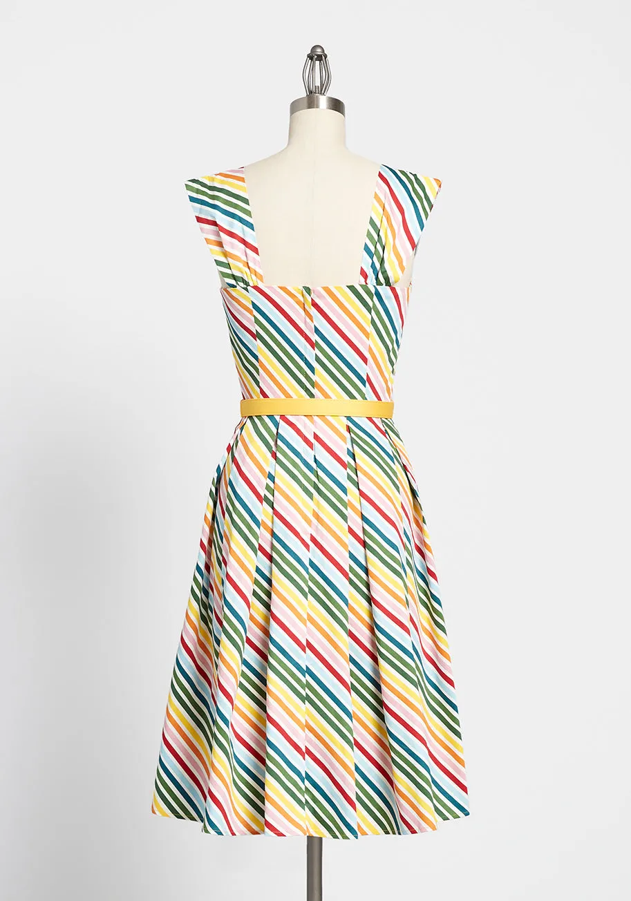 ModCloth x Collectif Friday Night Stripes Belted Dress sold by Modcloth product image thumbnail 2