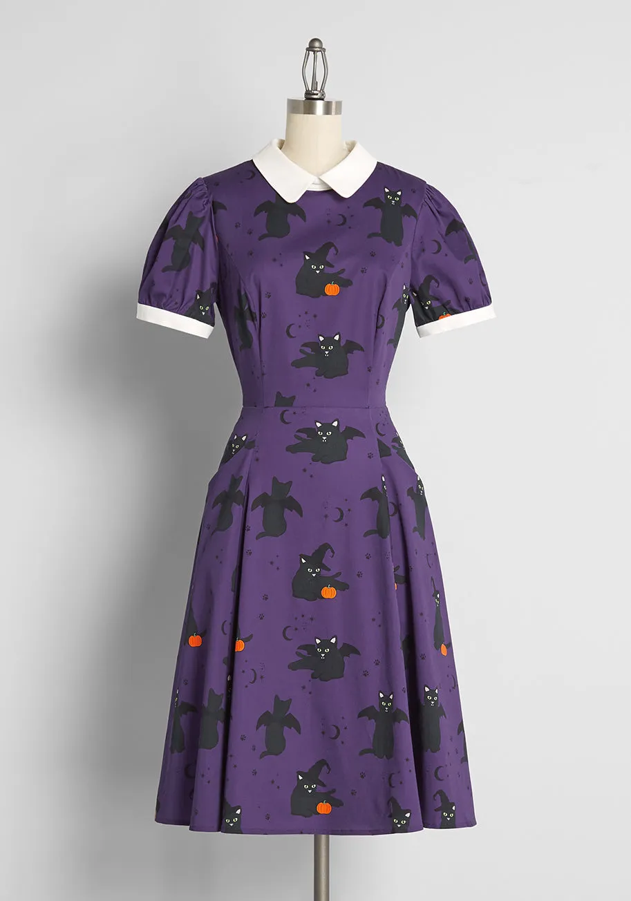 ModCloth x Collectif Black Cat Celebration Swing Dress sold by Modcloth product image thumbnail 5