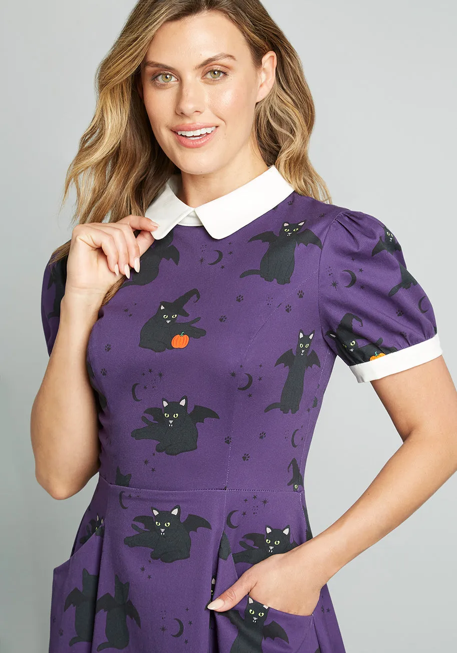 ModCloth x Collectif Black Cat Celebration Swing Dress sold by Modcloth product image thumbnail 4