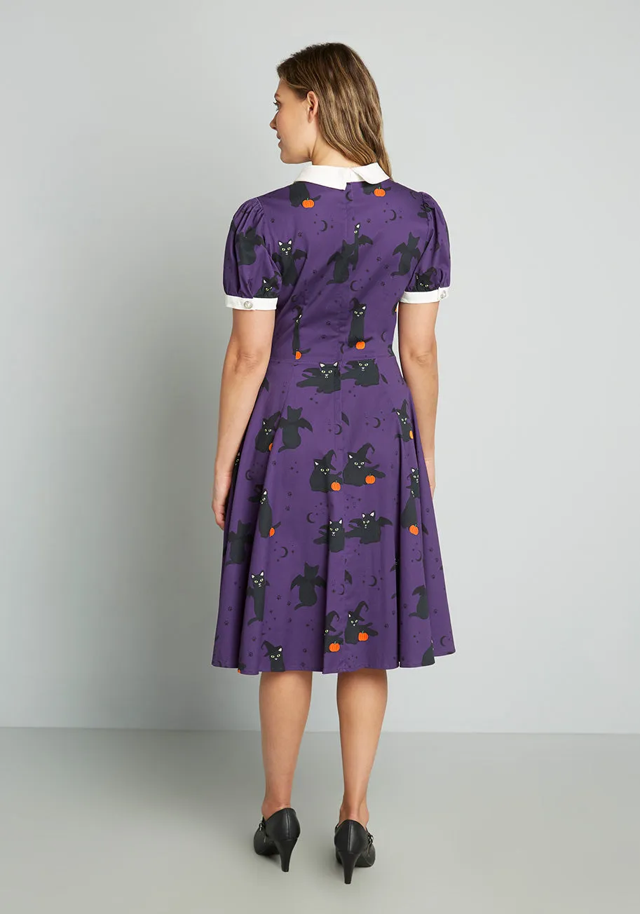 ModCloth x Collectif Black Cat Celebration Swing Dress sold by Modcloth product image thumbnail 2