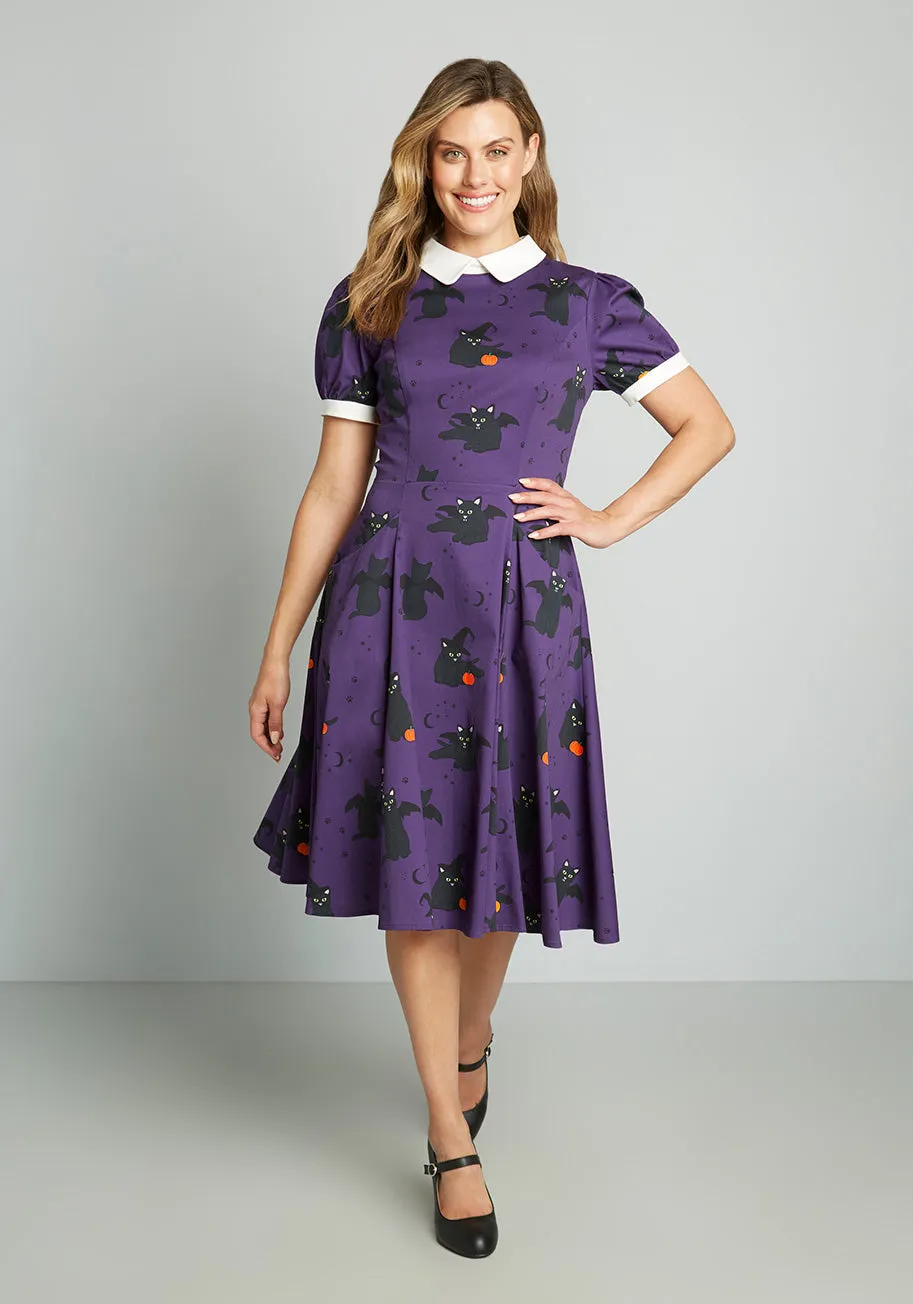 ModCloth x Collectif Black Cat Celebration Swing Dress sold by Modcloth product image thumbnail 3