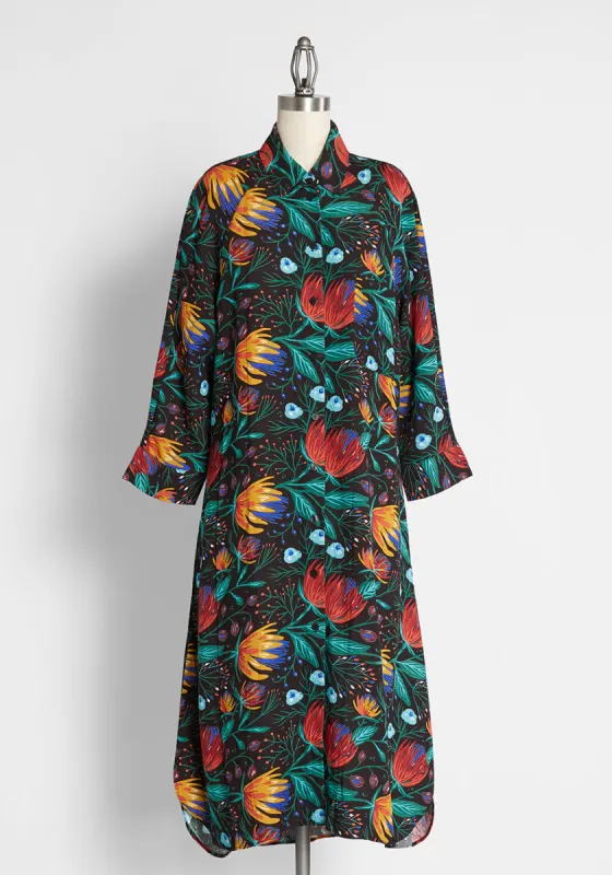 Flowers Never Bend Shirt Dress sold by Modcloth