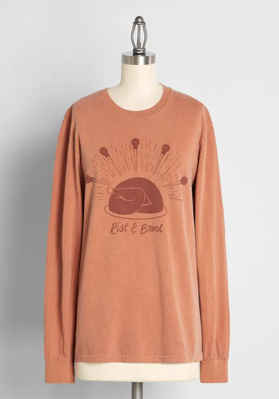 It's Time to Rise and Brine Graphic Long Sleeve Tee sold by Modcloth
