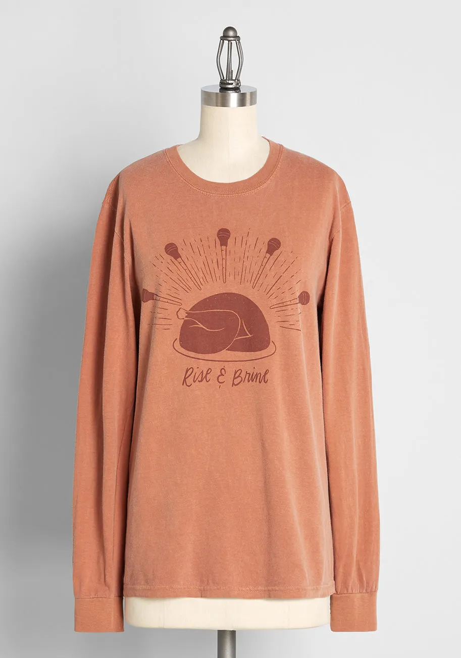 It's Time to Rise and Brine Graphic Long Sleeve Tee sold by Modcloth