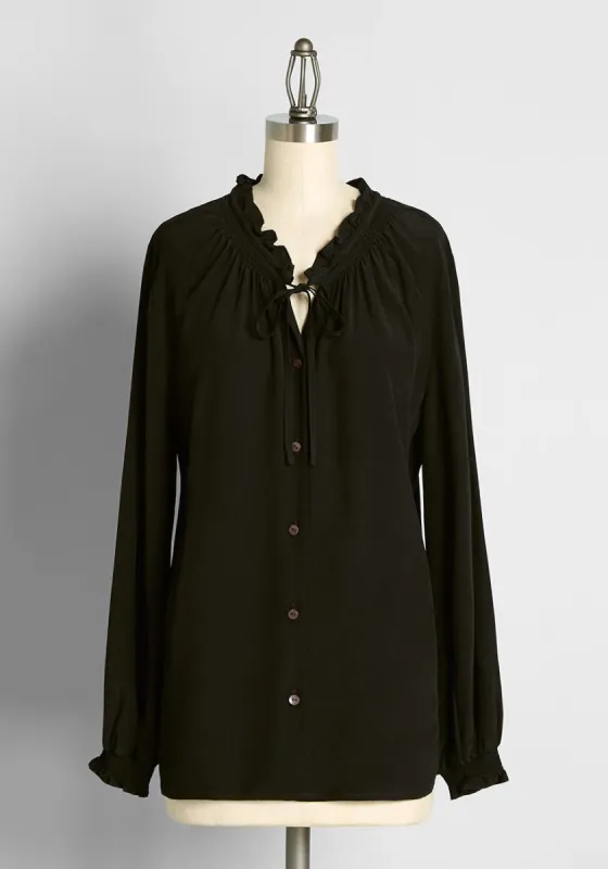Countryside Romance Tie-Neck Blouse sold by Modcloth