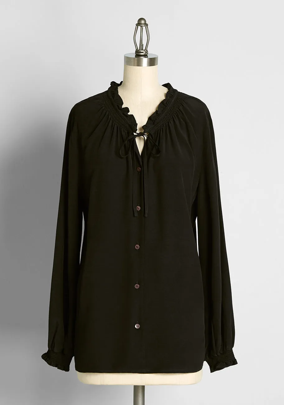 Countryside Romance Tie-Neck Blouse sold by Modcloth