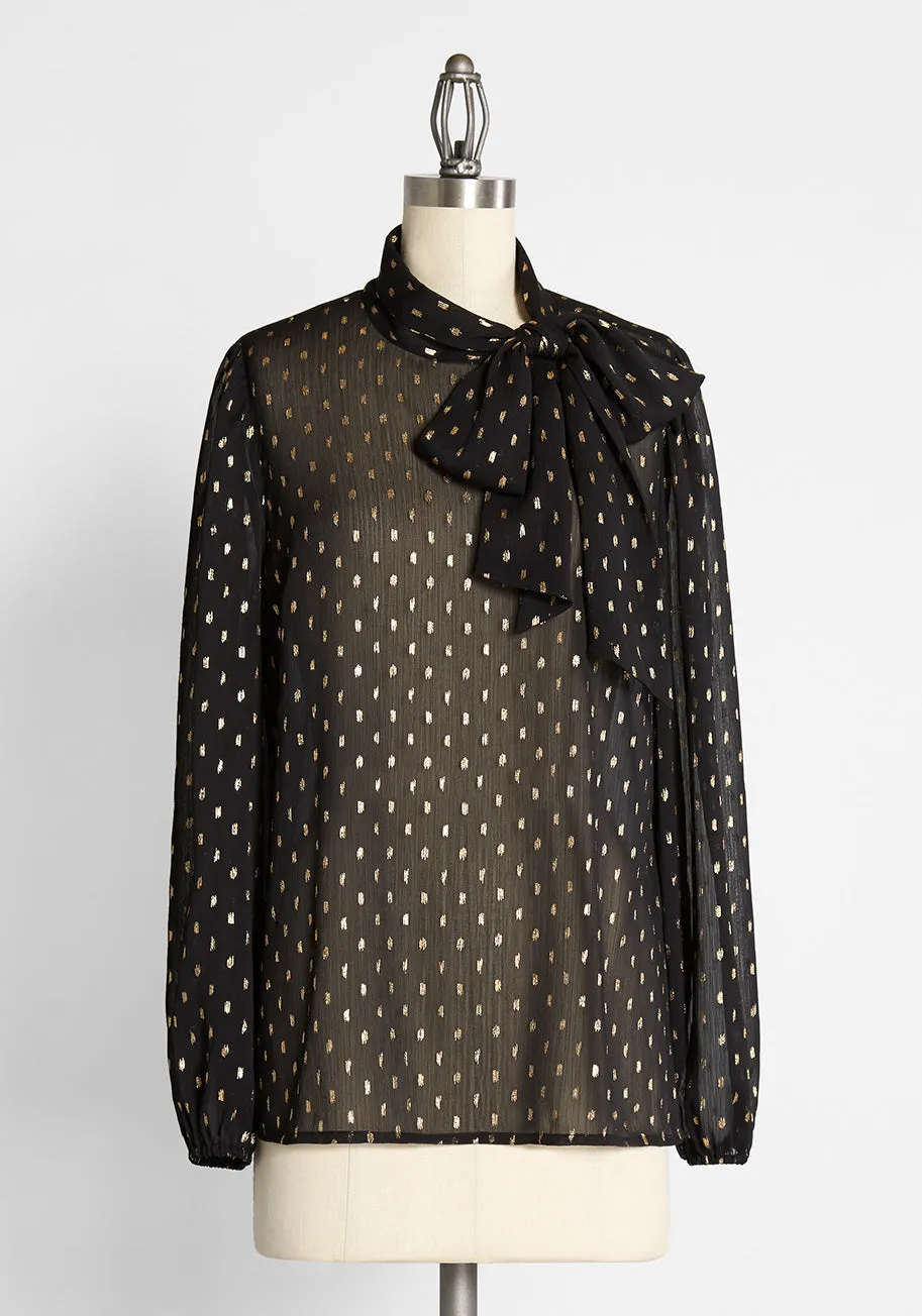 Long Term Goals Tie-Neck Blouse sold by Modcloth product image thumbnail 4