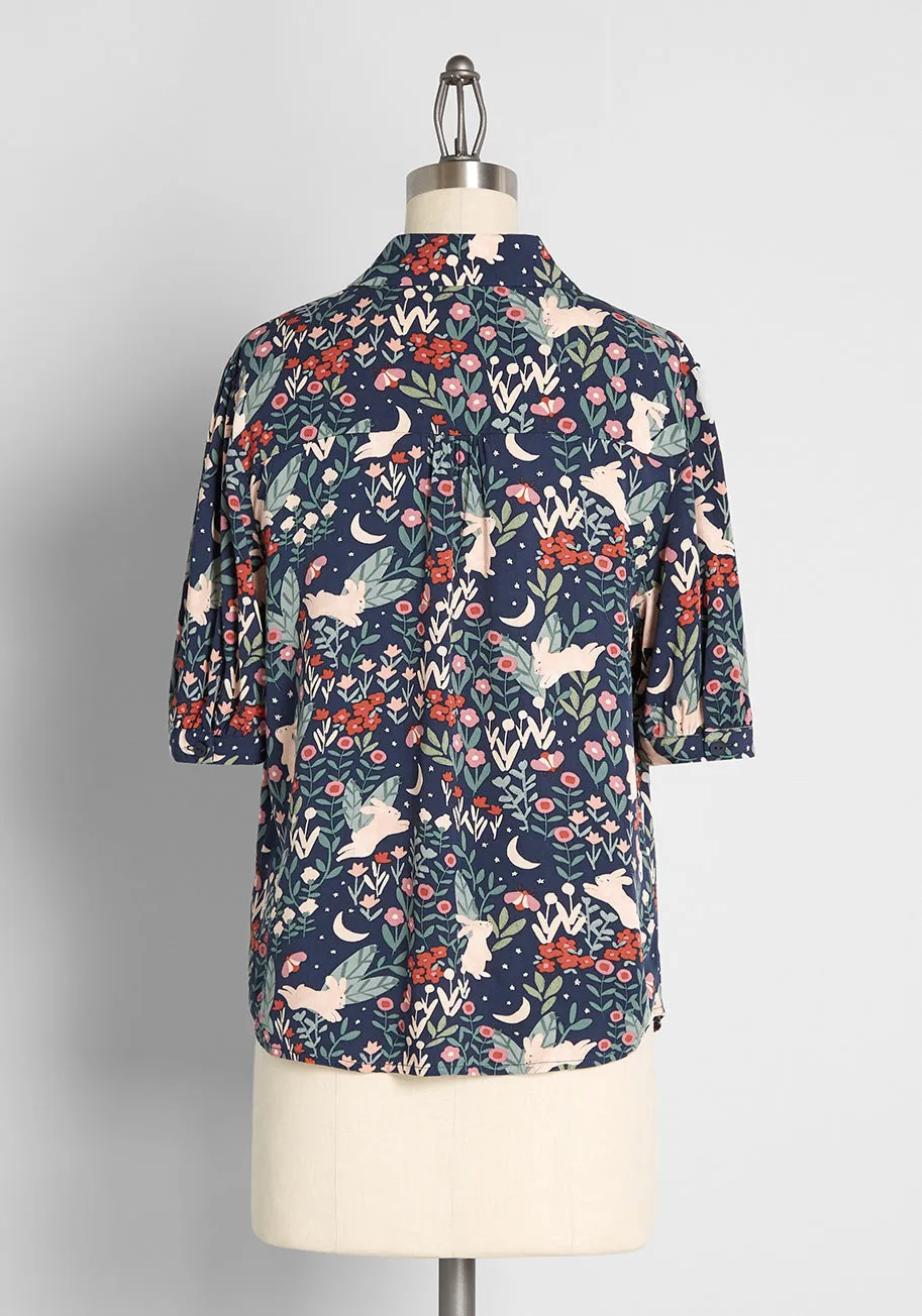 Nocturnal Bunny Bliss Blouse sold by Modcloth product image thumbnail 2