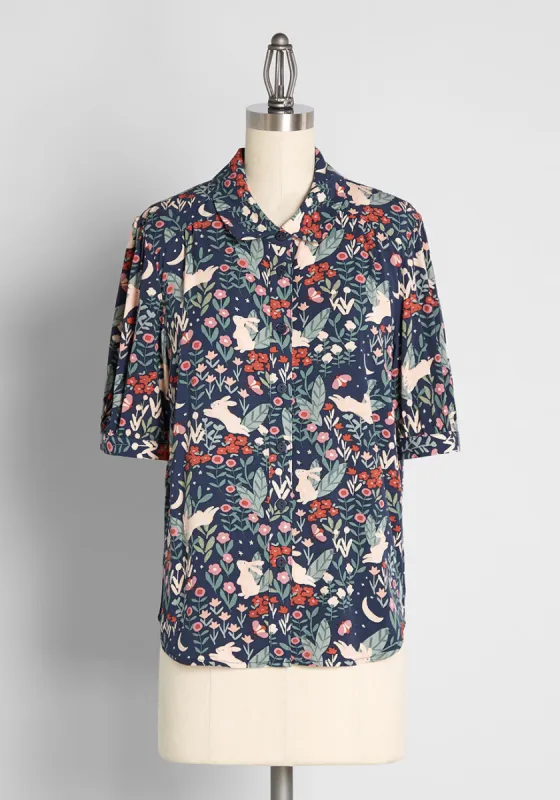 Nocturnal Bunny Bliss Blouse sold by Modcloth