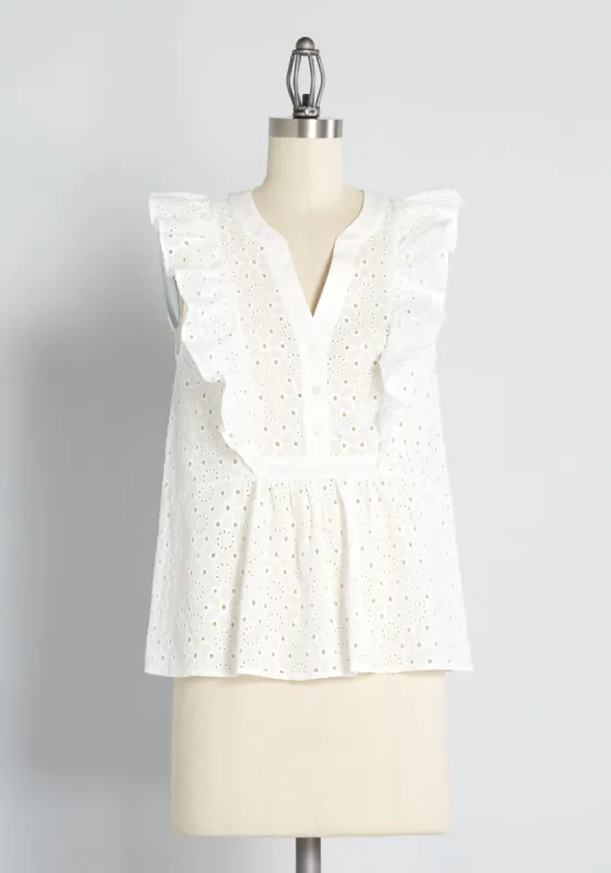 Rodeo Doll Eyelet Embroidered Blouse sold by Modcloth