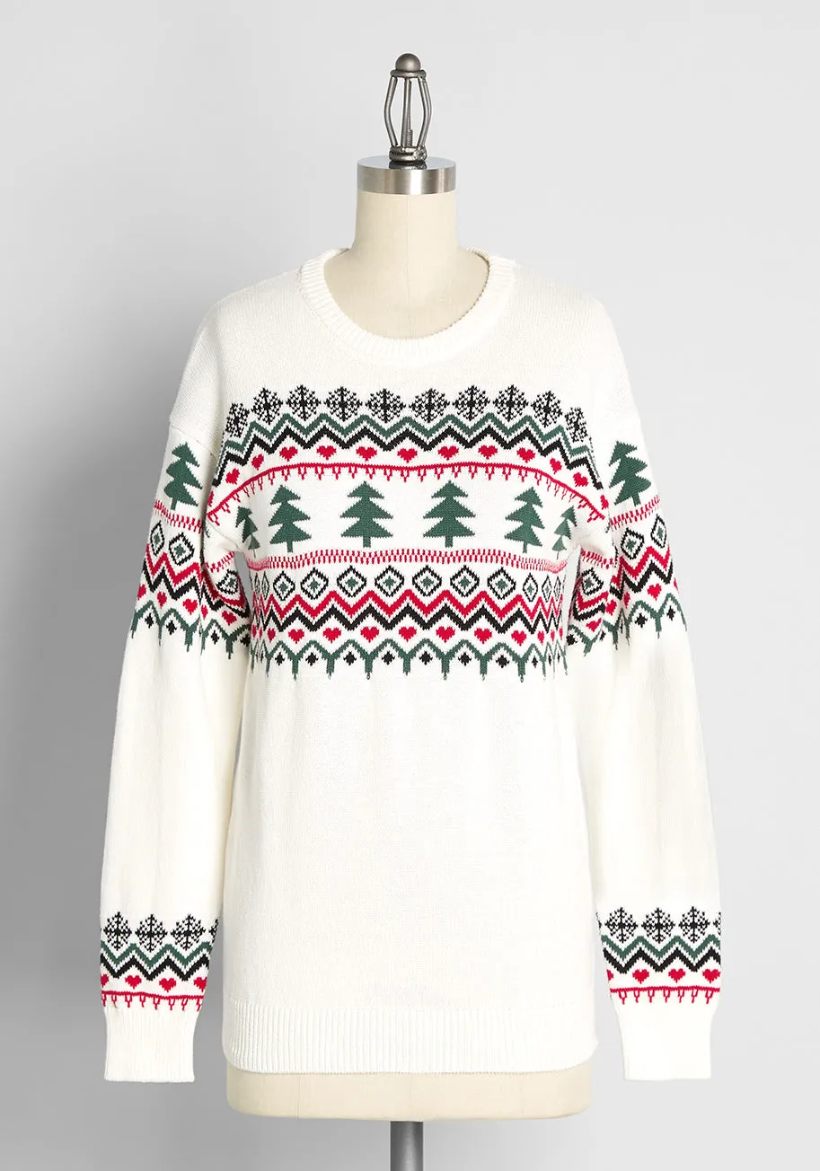 Evergreens and Snowbanks Fair Isle Sweater sold by Modcloth