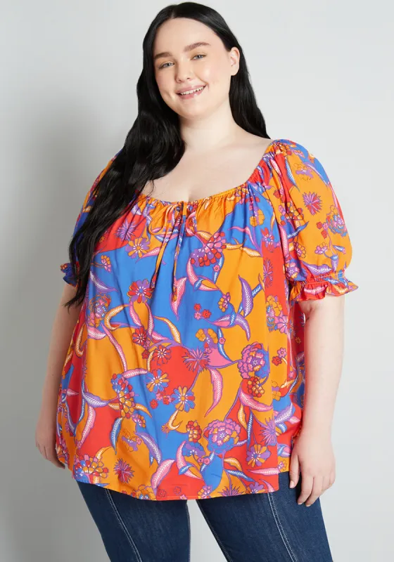 In All My Vibrance Peasant Blouse in Bali Floral (Final Sale) sold by Modcloth