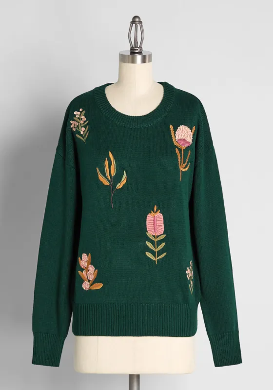 Australian Blooms Embroidered Sweater sold by Modcloth