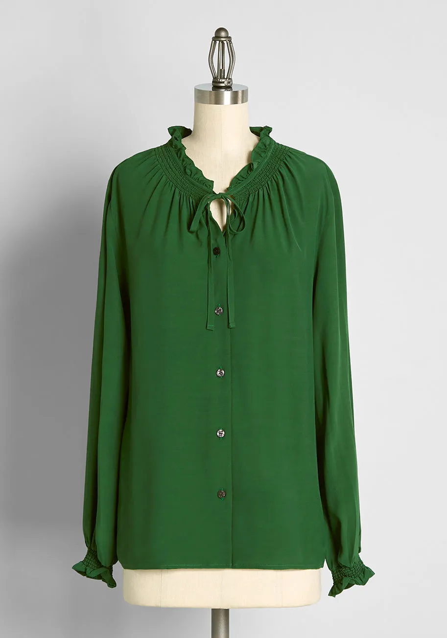Countryside Romance Tie-Neck Blouse sold by Modcloth