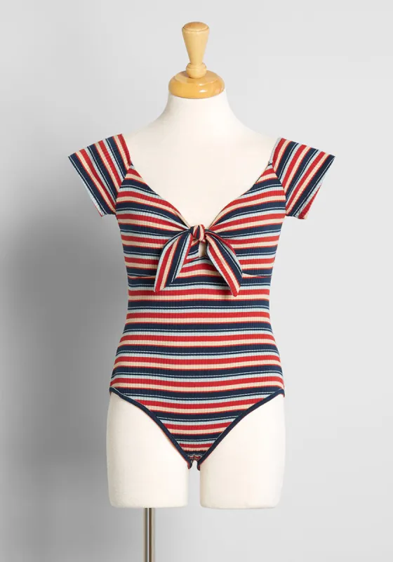 ModCloth x Barbie I Could Bow On Tie-Front Bodysuit sold by Modcloth