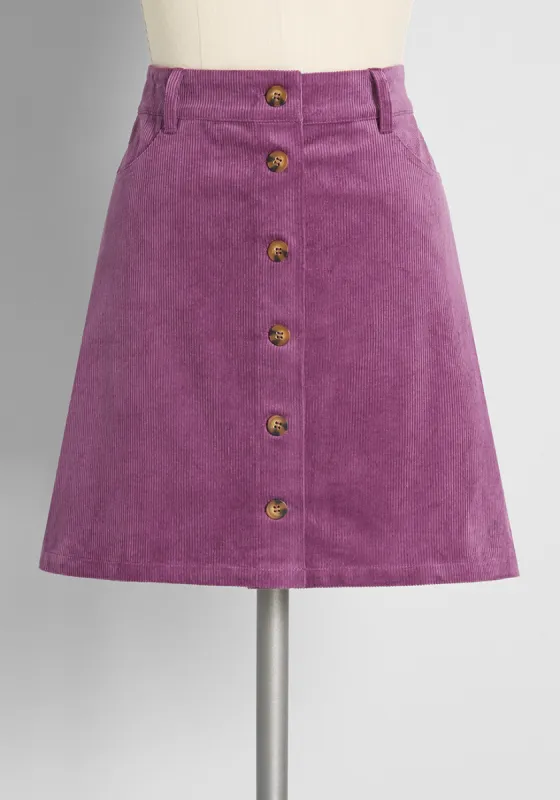 Berry Goodness Button-Front Mini Skirt sold by Modcloth