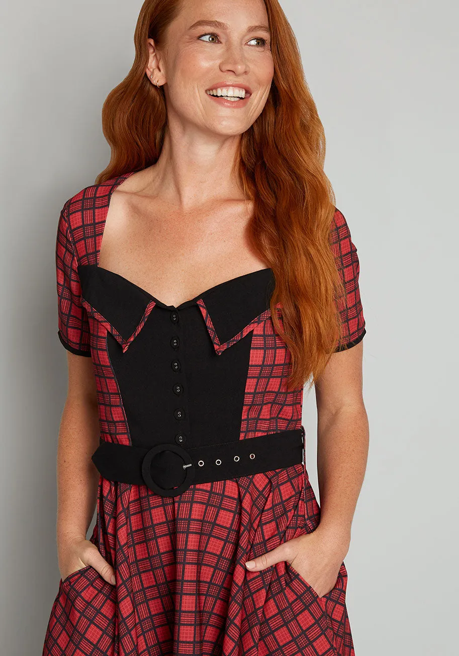 Love You Like Plaid Swing Dress sold by Modcloth product image thumbnail 4