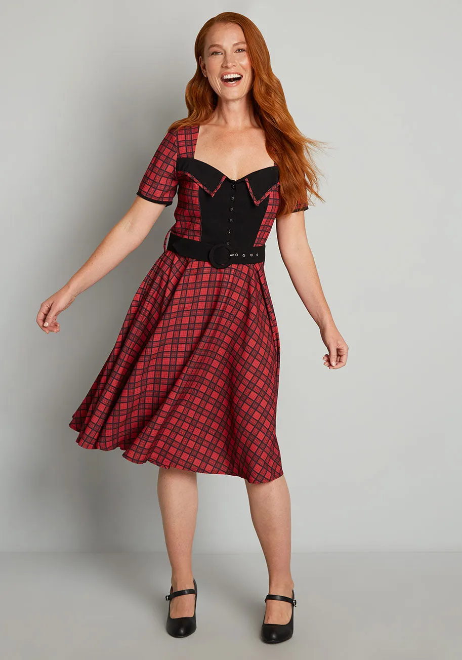 Love You Like Plaid Swing Dress sold by Modcloth product image thumbnail 3