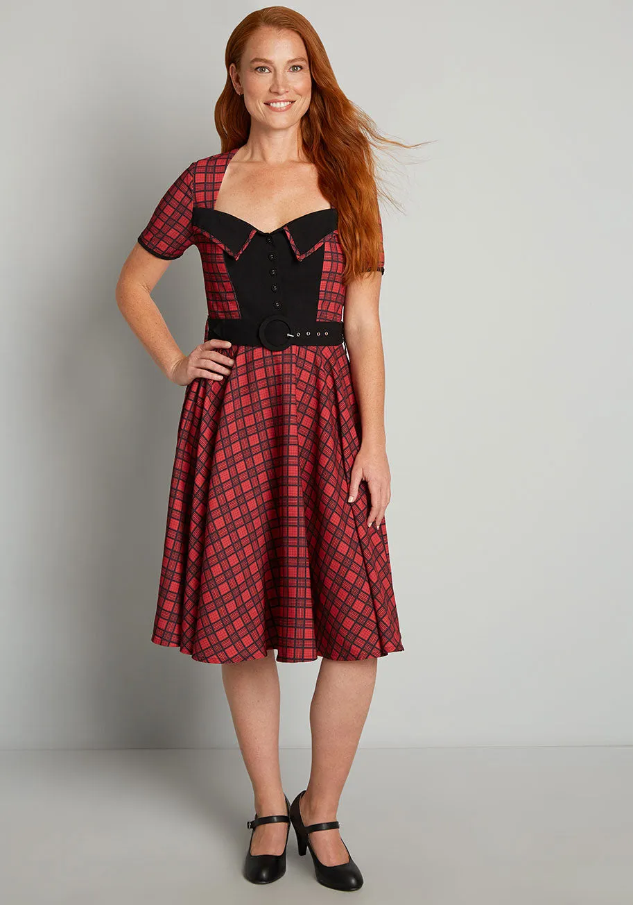 Love You Like Plaid Swing Dress sold by Modcloth