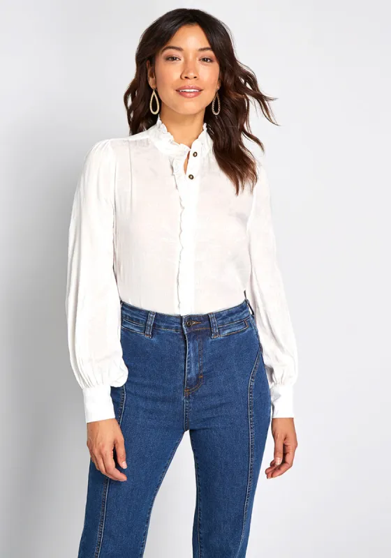 Frilled With Joy Button-Up Top sold by Modcloth
