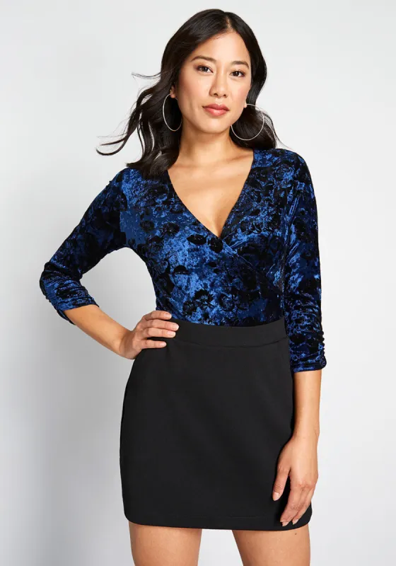 Suits You Well Velvet Bodysuit made by Modcloth