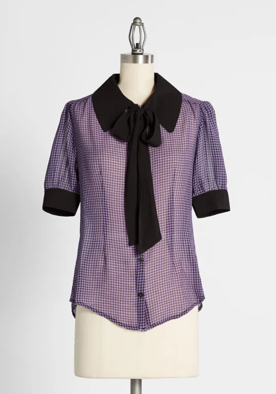 Setting Goals in Gingham Blouse sold by Modcloth