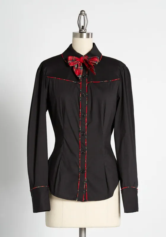 Tied-Up in the Know Blouse sold by Modcloth