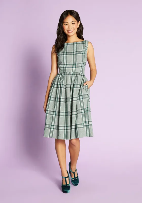 It All Plaids Up Swing Dress sold by Modcloth
