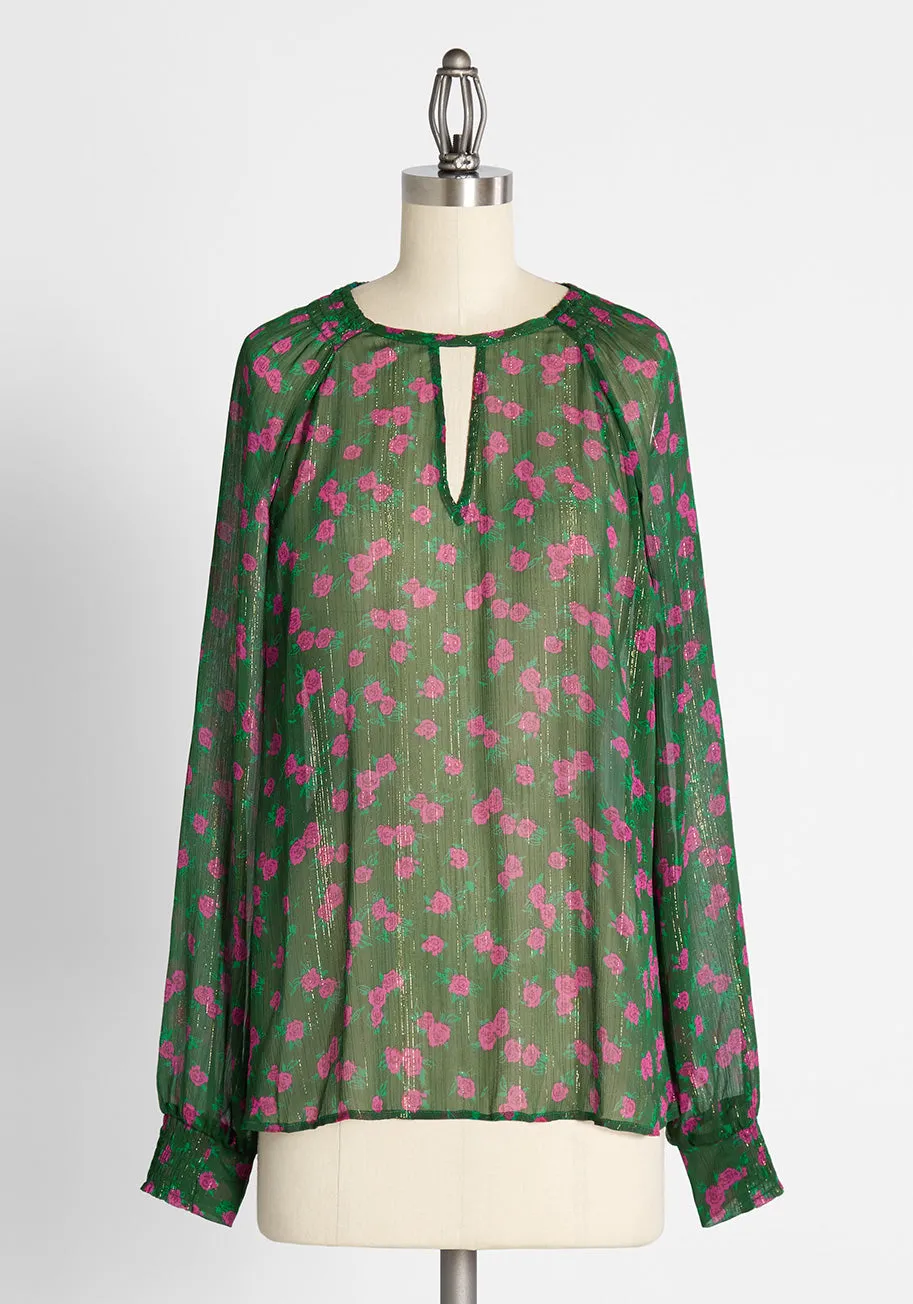 Coming Up Winter Roses Blouse sold by Modcloth