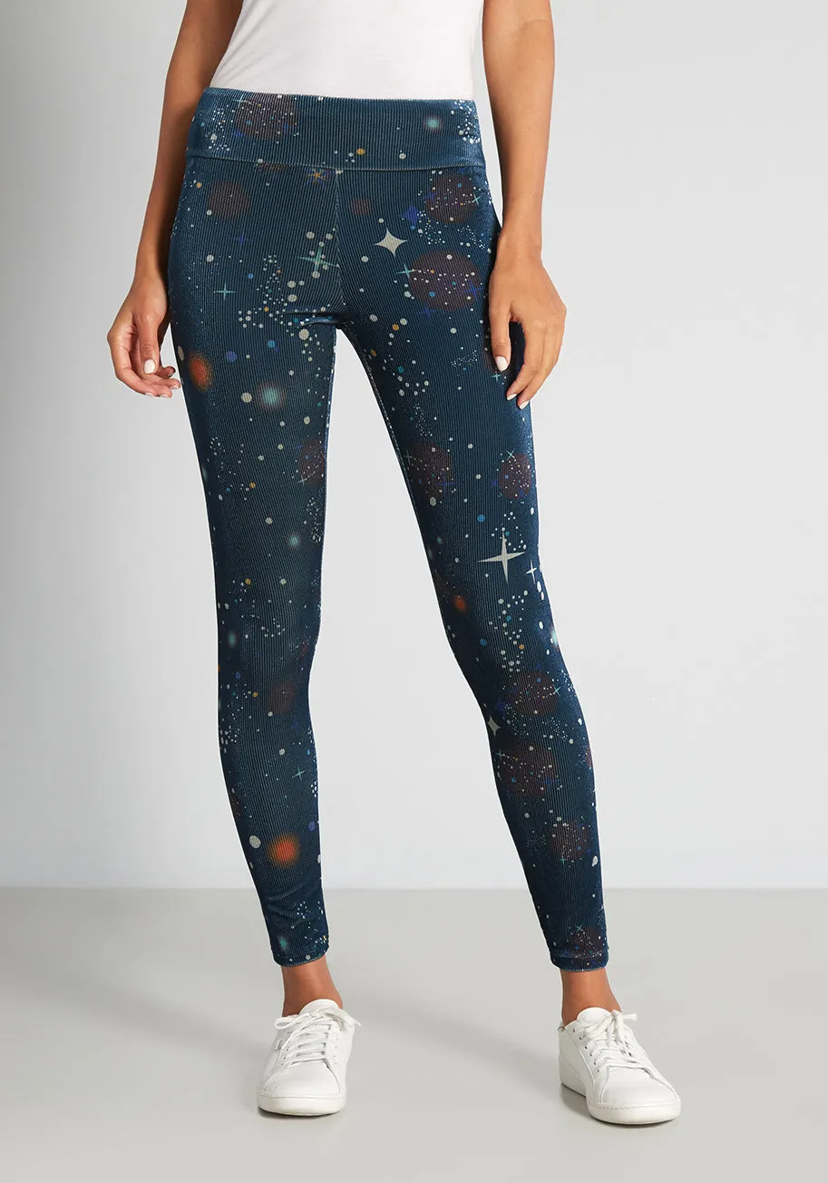 Intergalactic Glow Ribbed Leggings sold by Modcloth