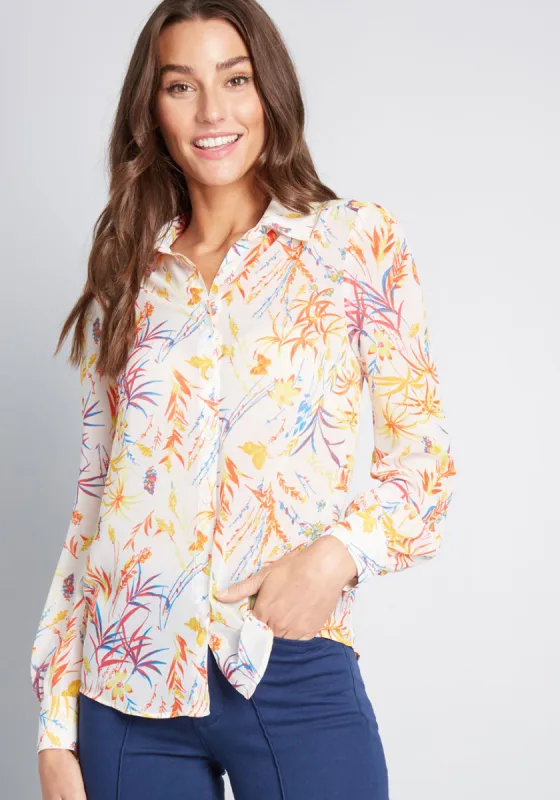Be Buzzworthy Button-Up Top sold by Modcloth
