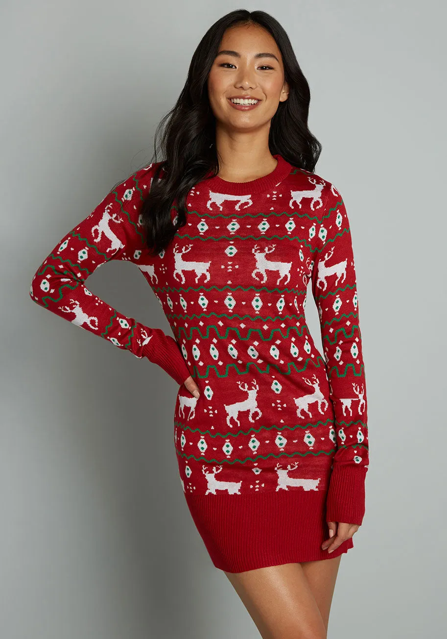 Reindeer On Parade Sweater Dress sold by Modcloth