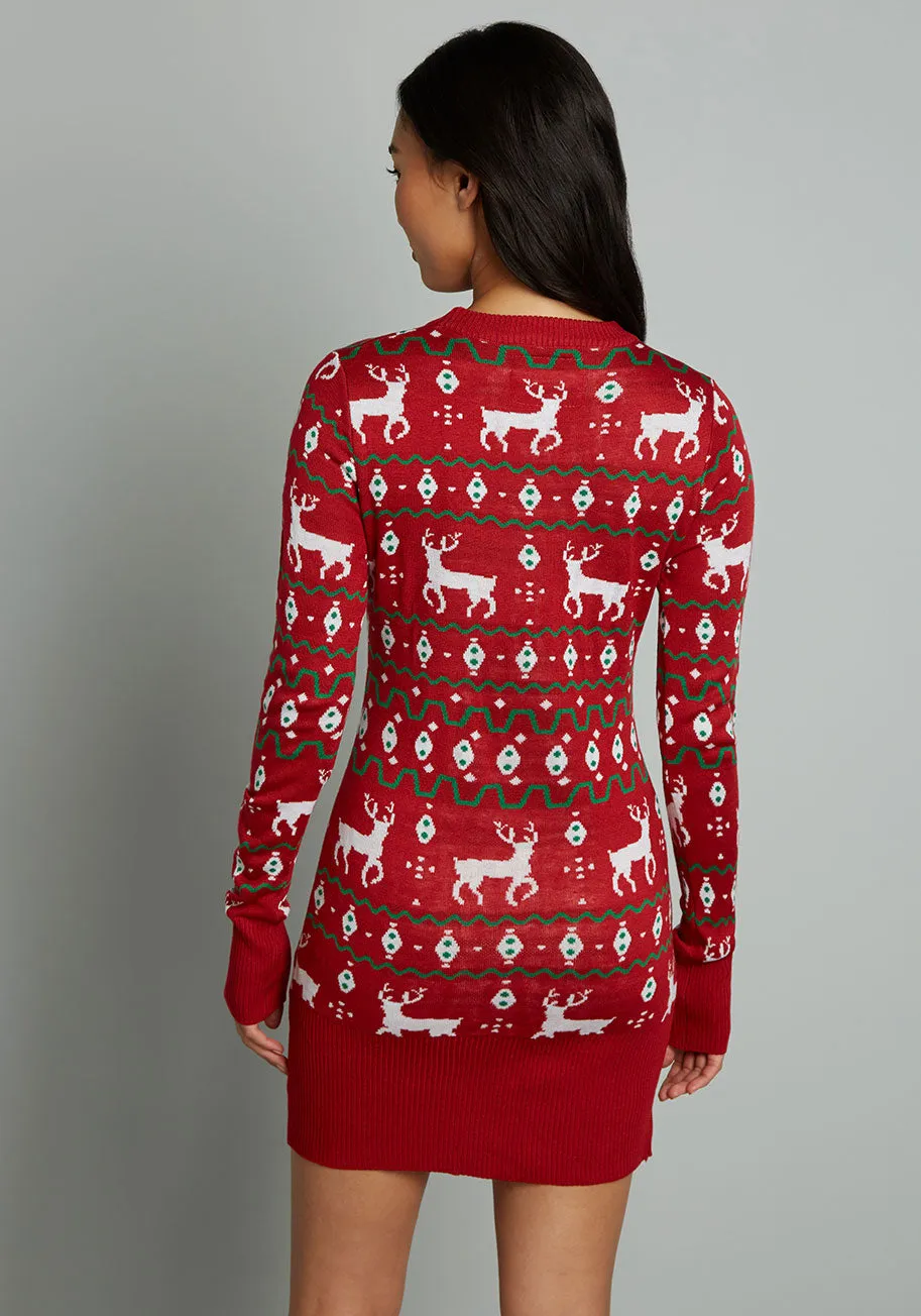 Reindeer On Parade Sweater Dress sold by Modcloth product image thumbnail 2