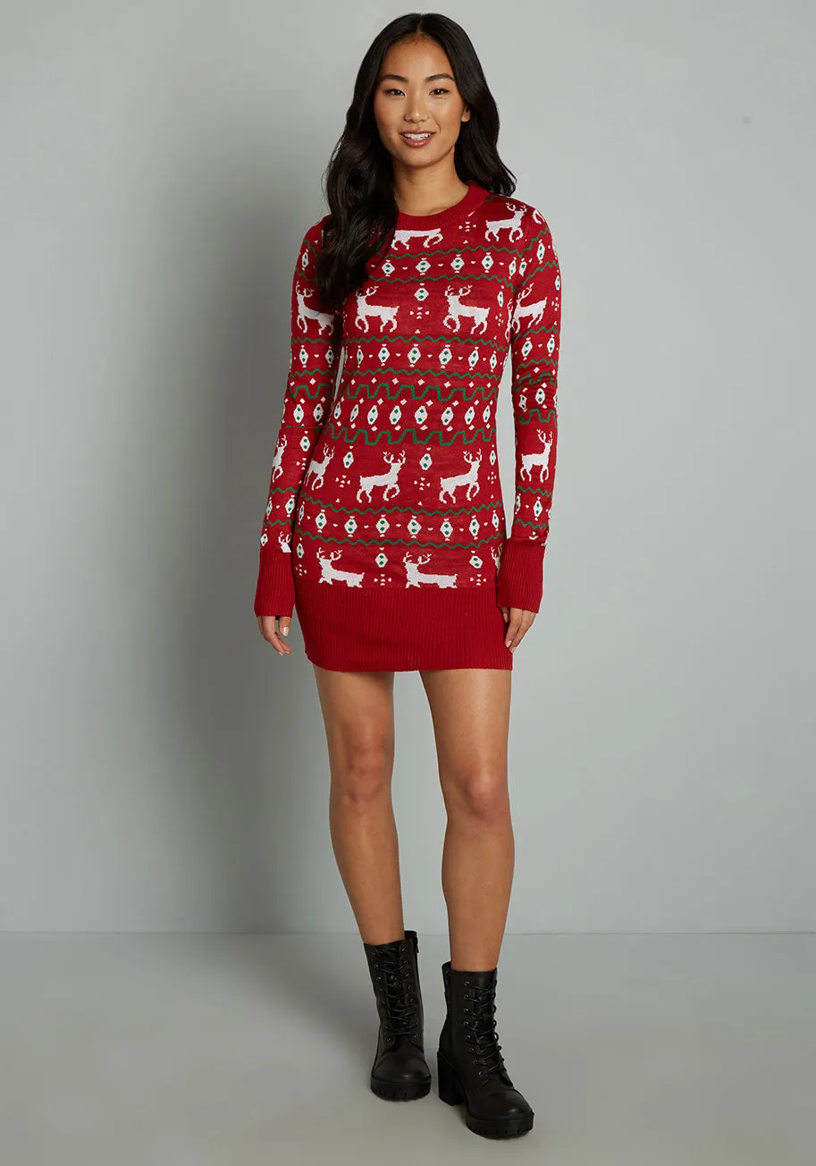 Reindeer On Parade Sweater Dress sold by Modcloth product image thumbnail 3