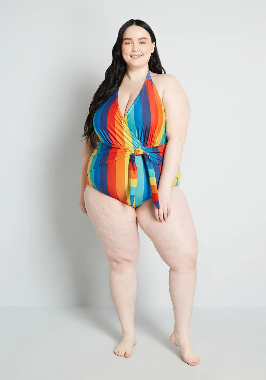 ModCloth x Collectif The Brooke One-Piece Swimsuit in Rainbow Stripes sold by Modcloth product image thumbnail 2